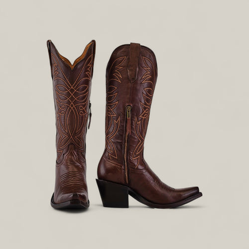 Kellie Clayton Caramel Lether Sole - Tall Shaft - Snip Toe