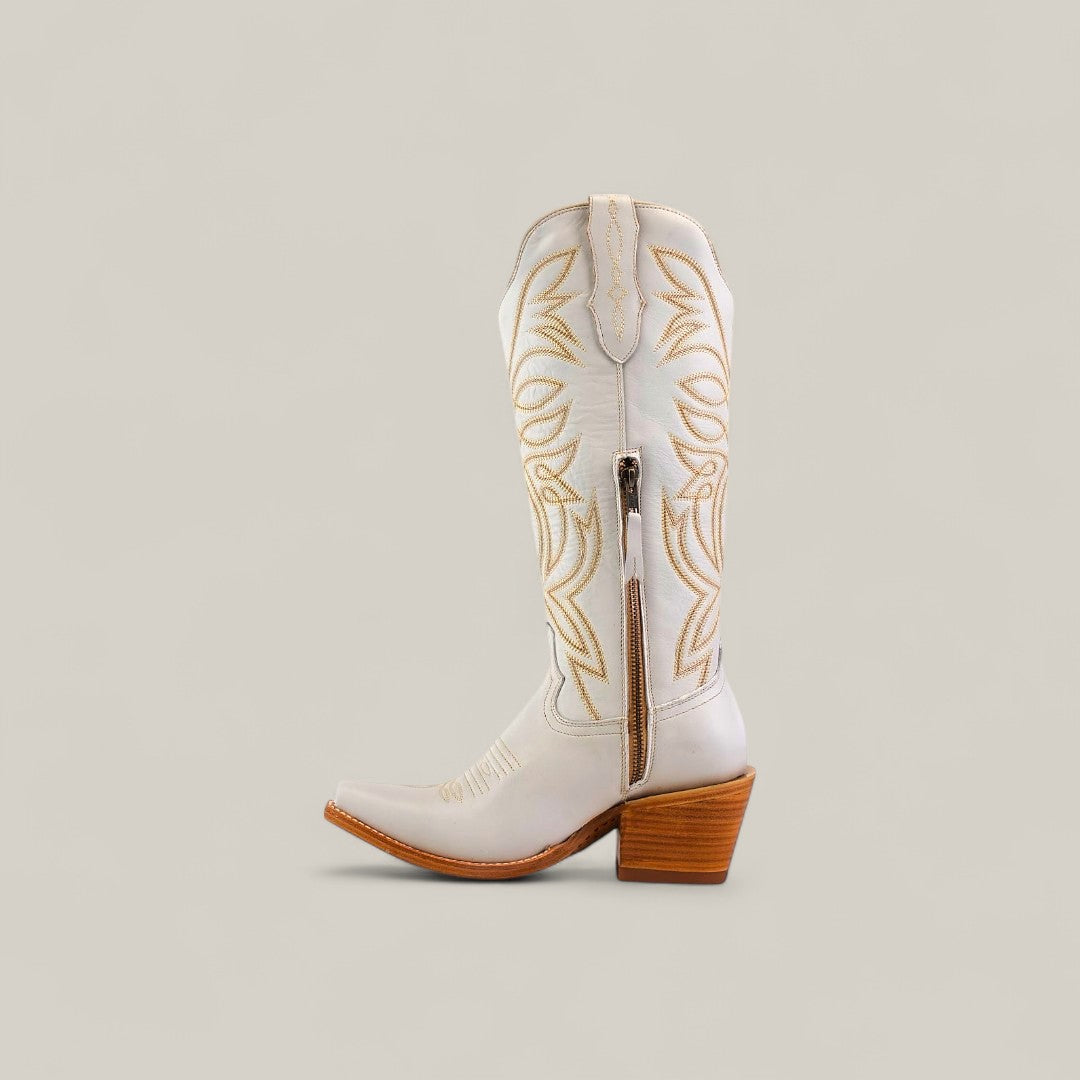 Kellie Frost White Lether Sole - Tall Shaft - Snip Toe