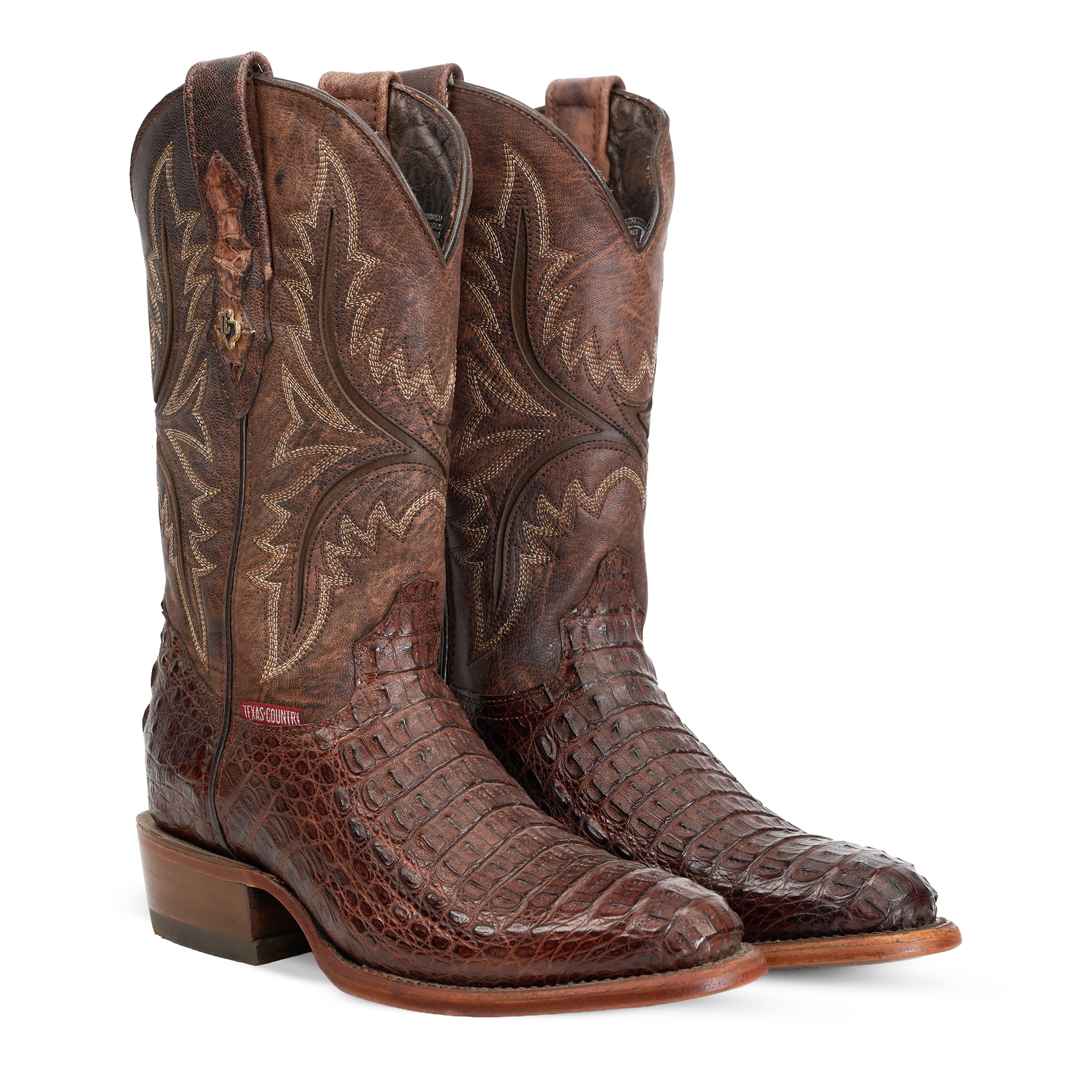 Rhodes Caiman Hornback Boots - Tobacco - Round Toe (LM220) 9 US