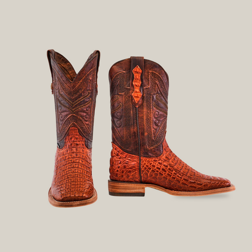 Exotic Caiman Horn Back - Brandy - Square Toe