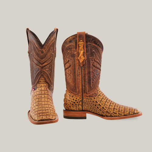 Exotic Caiman Horn Back - Biza Camel - Square Toe