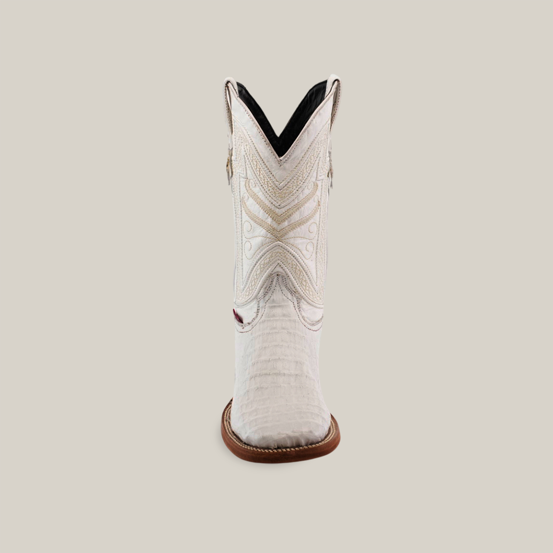 Rhodes HornBack - White - Square Toe – Gomez Western Wear
