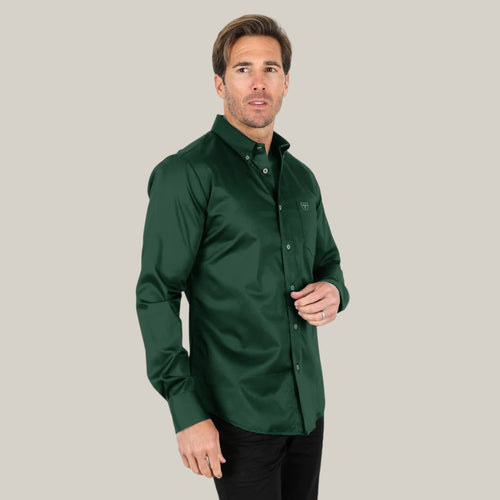 Mens Single Pocket Logo Modern Fit Stretch Dress Shirt - Green - CTL9 Mens Single Pocket Logo Modern Fit Stretch Dress Shirt - Green - CTL9