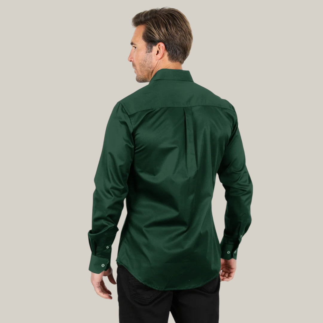 Mens Single Pocket Logo Modern Fit Stretch Dress Shirt - Green - CTL9 Mens Single Pocket Logo Modern Fit Stretch Dress Shirt - Green - CTL9