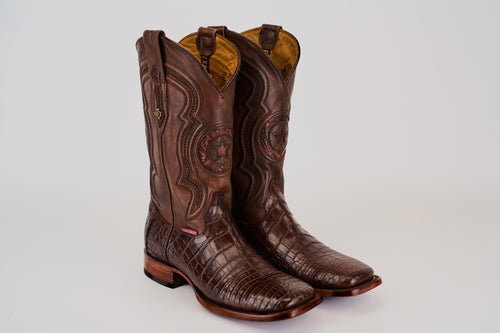 Exotic American Alligator Belly Tail - Brown - Square Toe