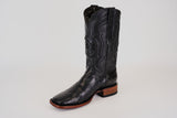 Exotic American Alligator Belly Tail  - Black - Square Toe