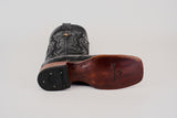Exotic American Alligator Belly Tail  - Black - Square Toe