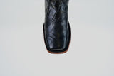 Exotic American Alligator Belly Tail  - Black - Square Toe