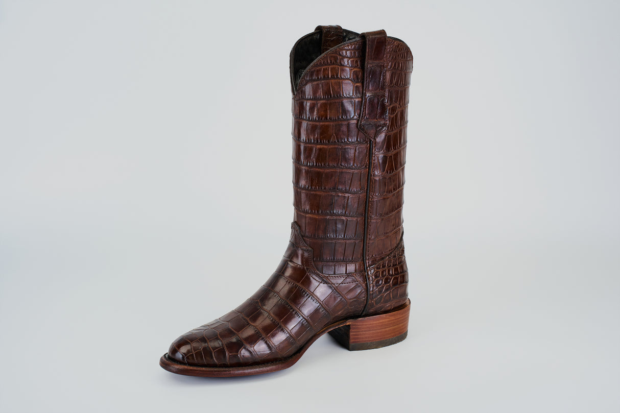 Exotic Full American Alligator - Brown - Round Toe