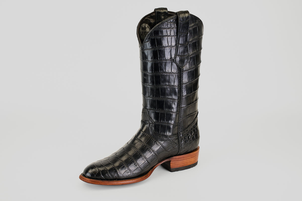 Exotic Full American Alligator - Black - Round Toe