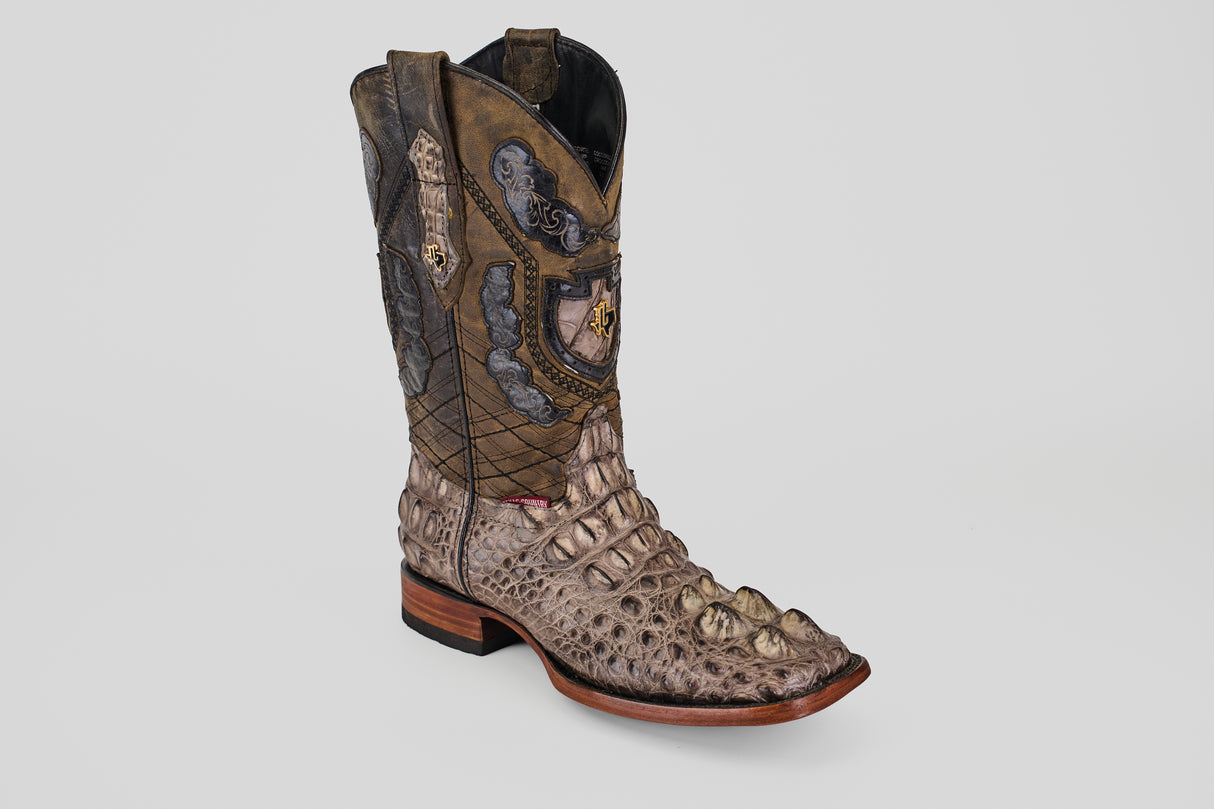 Exotic American Alligator Head - Gray - Square Toe