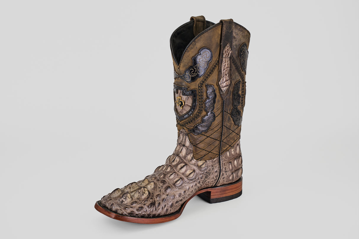 Exotic American Alligator Head - Gray - Square Toe