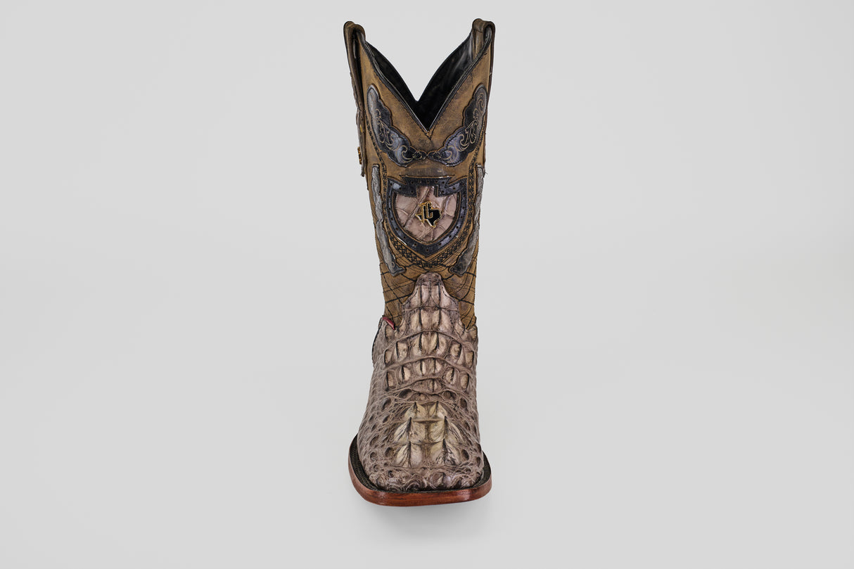Exotic American Alligator Head - Gray - Square Toe