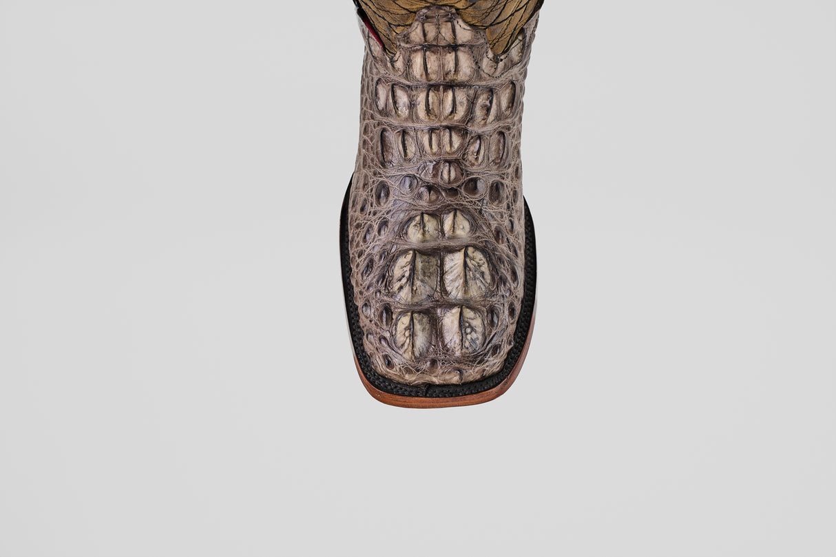 Exotic American Alligator Head - Gray - Square Toe