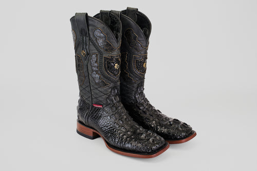 Exotic American Alligator Head - Black - Square Toe