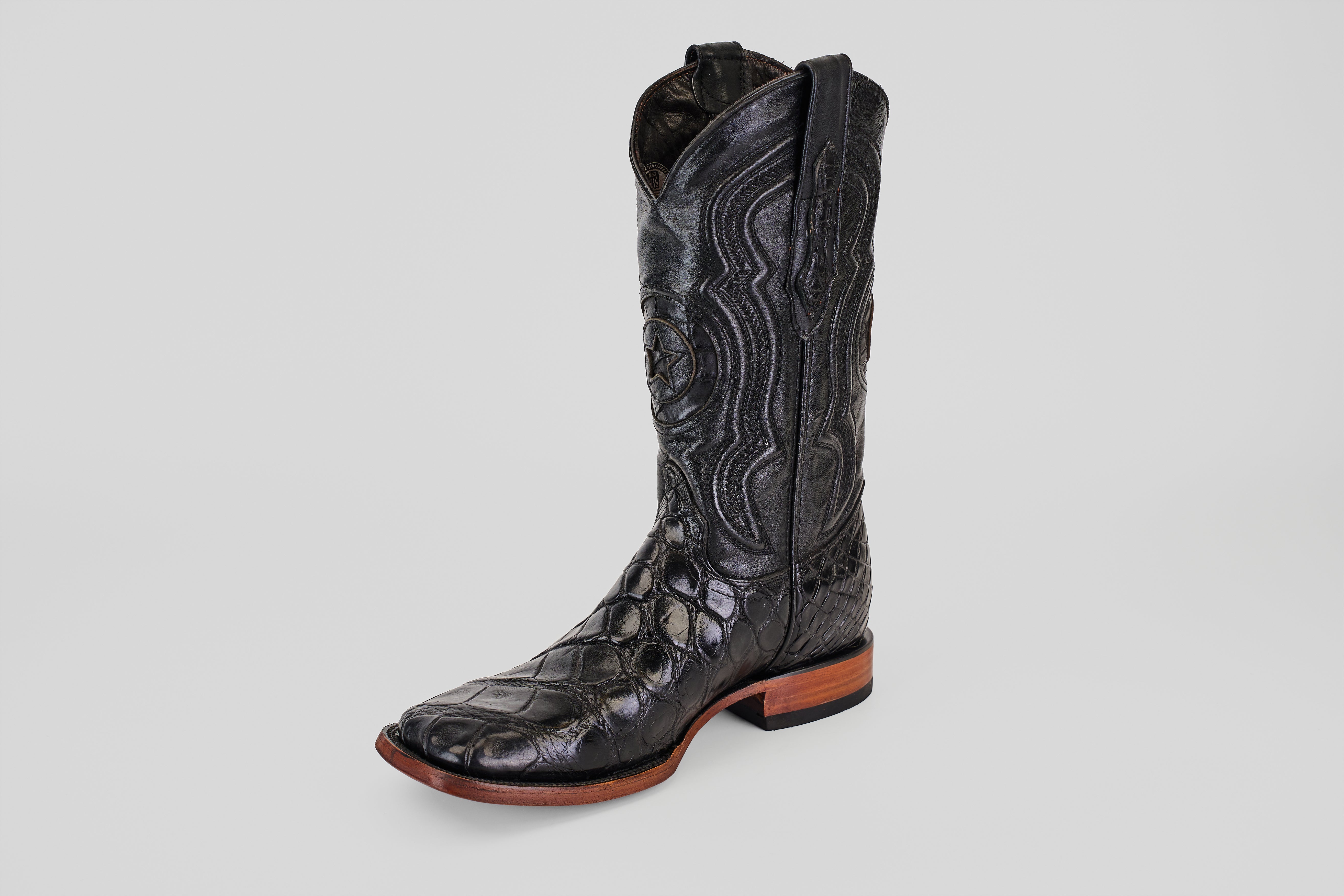 James - Black - Square Toe (Alligator Hornback) – Gomez Western Wear