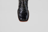 Exotic American Alligator Hornback - Black - Square Toe