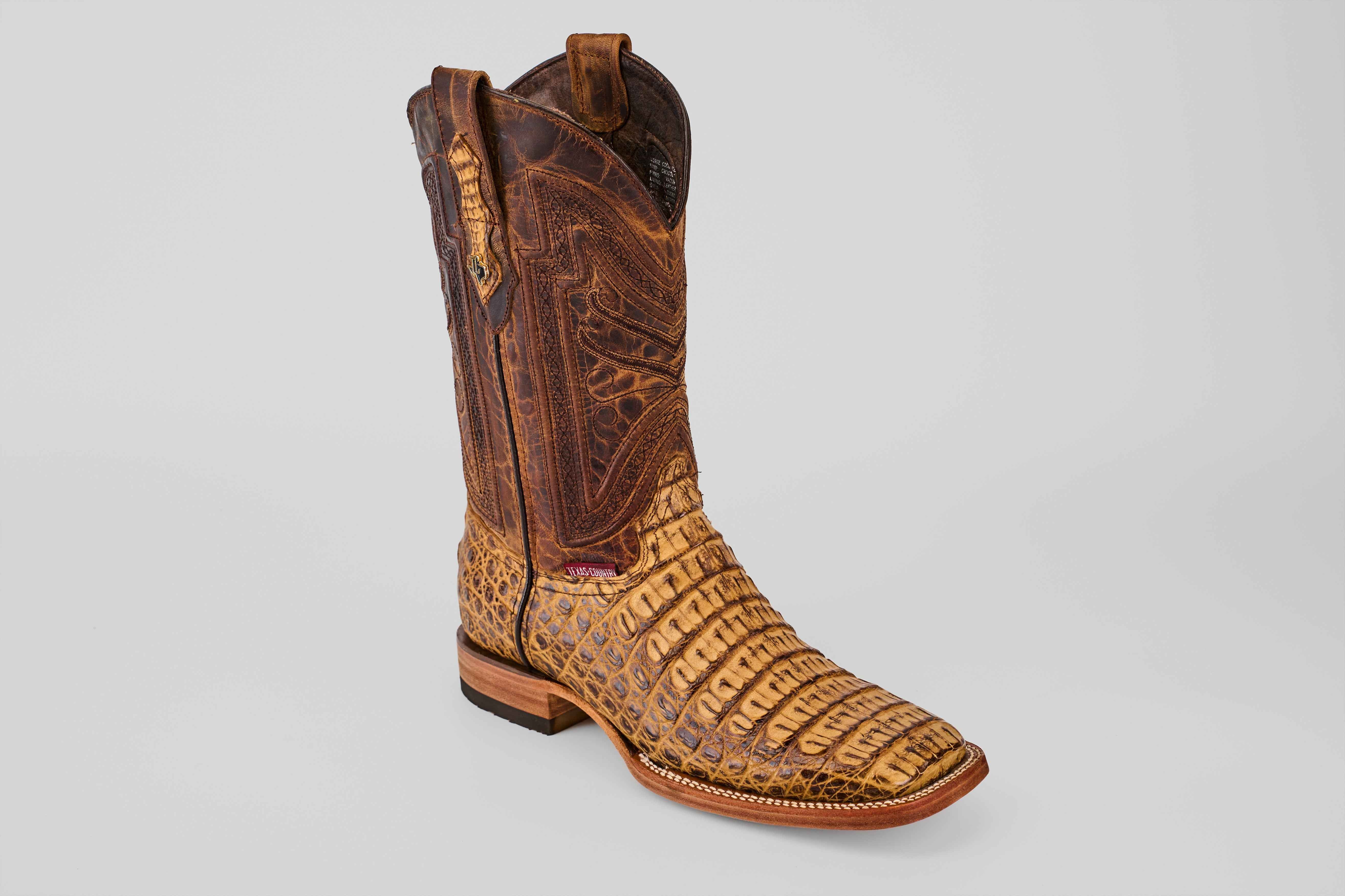 Rhodes Caiman Hornback Boots - Camel - Square Toe (LM10) - Gomez