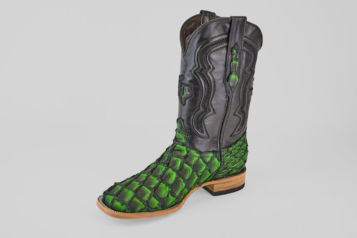 Exotic Pirarucu Fish - Swamp Green - Square Toe