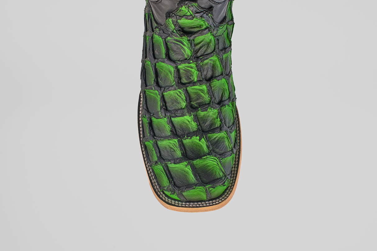 Exotic Pirarucu Fish - Swamp Green - Square Toe