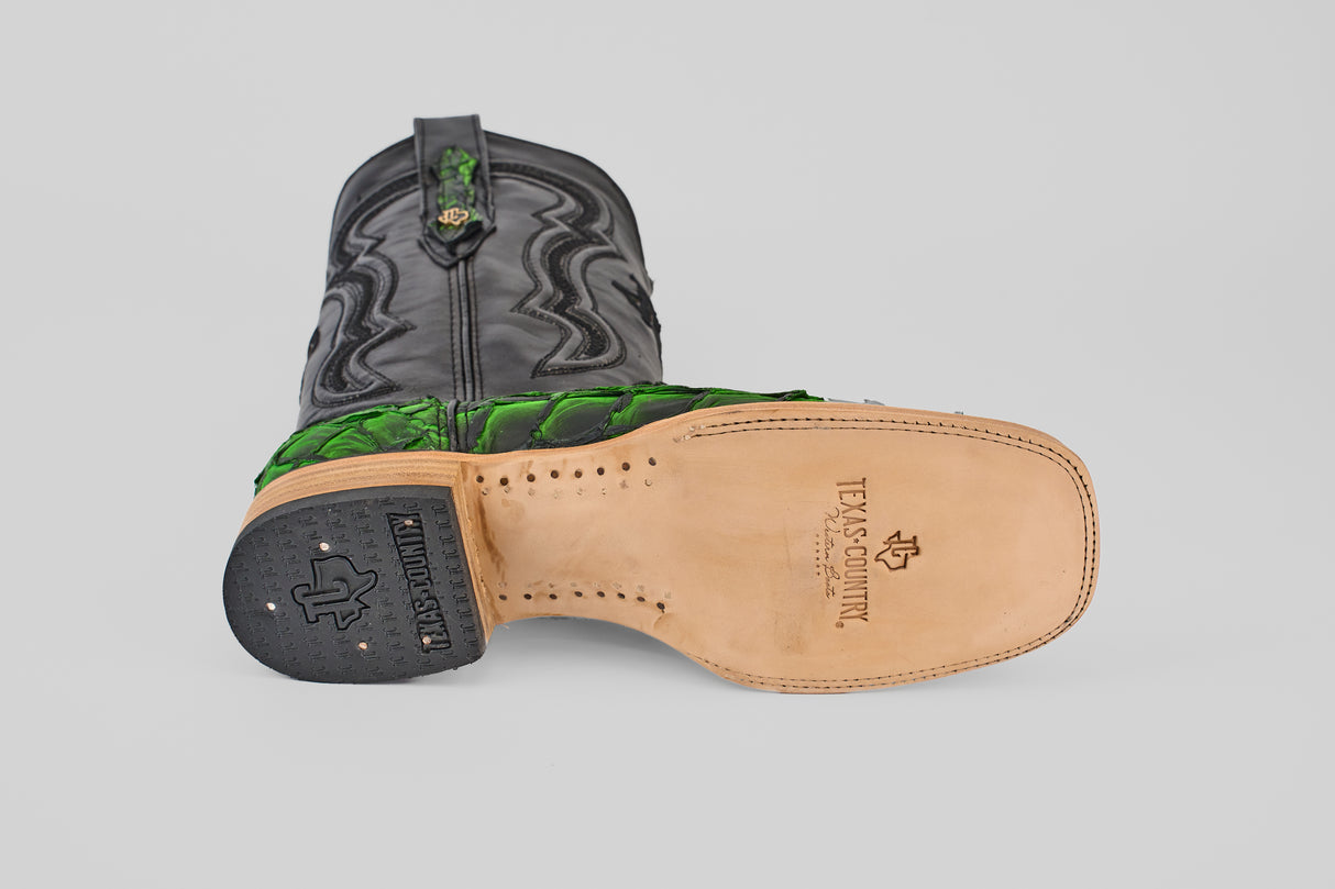 Exotic Pirarucu Fish - Swamp Green - Square Toe