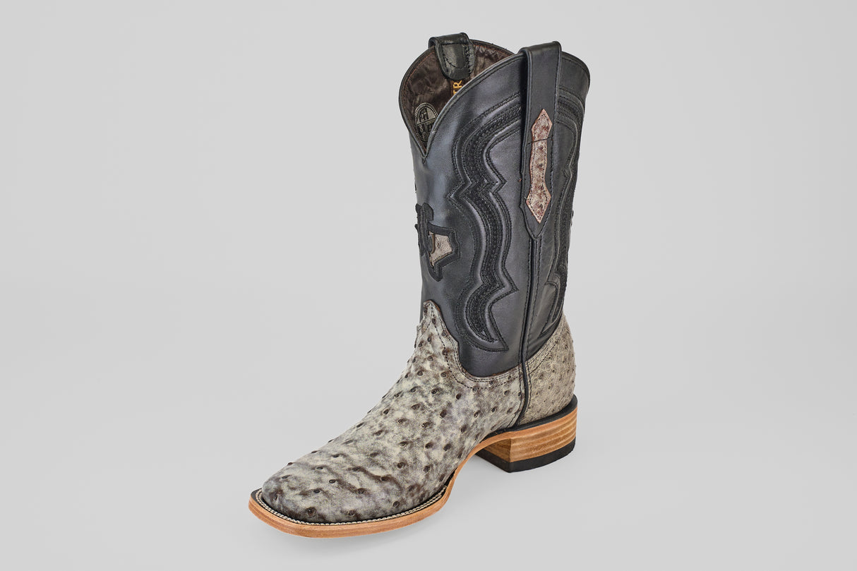 Exotic Full Quilt Ostrich - Nicotine  - Square Toe