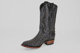 Exotic Caiman Hornback - Black - Round Toe