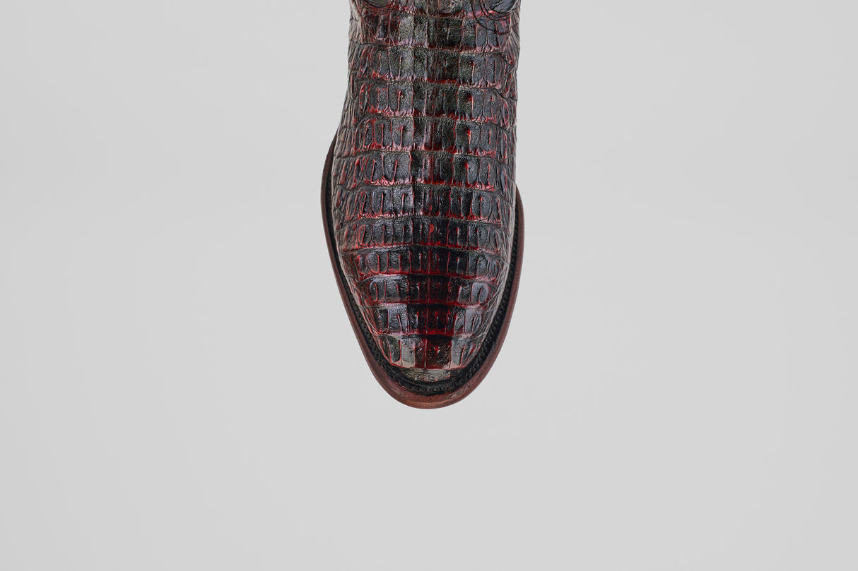 Exotic Caiman Hornback - Black Cherry - Round Toe