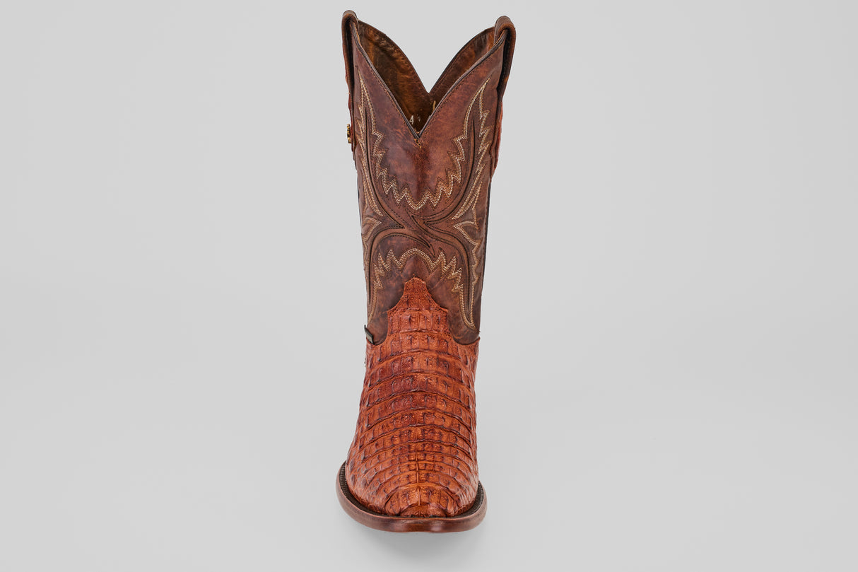 Exotic Caiman Hornback - Brandy - Round Toe