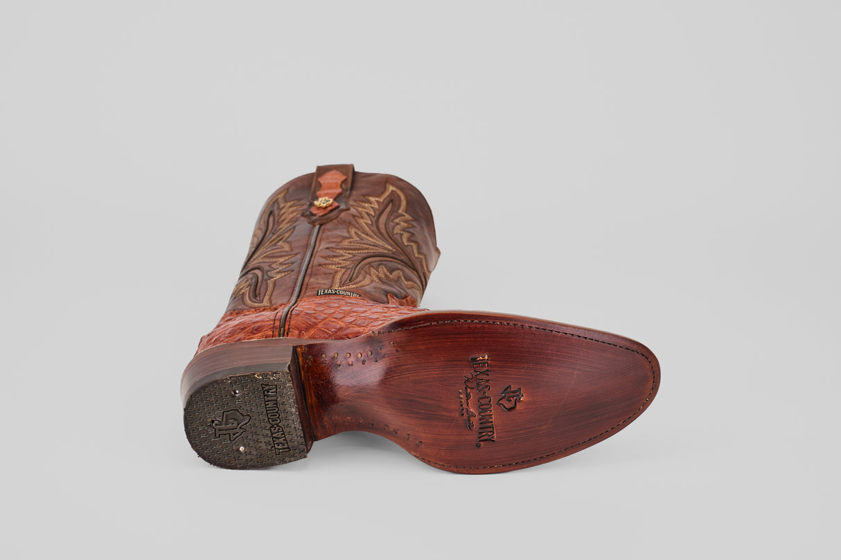 Exotic Caiman Hornback - Brandy - Round Toe