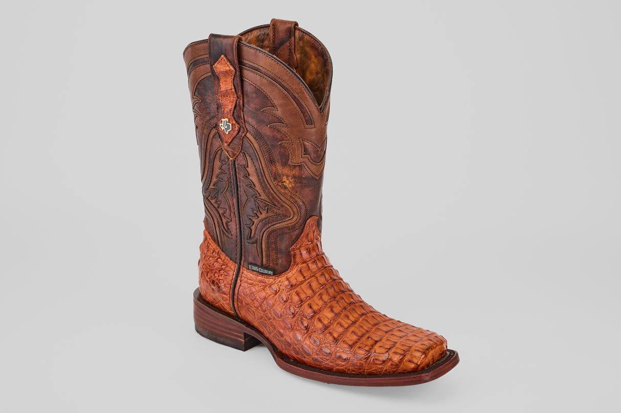 Exotic Caiman Hornback - Brandy - Rodeo Toe