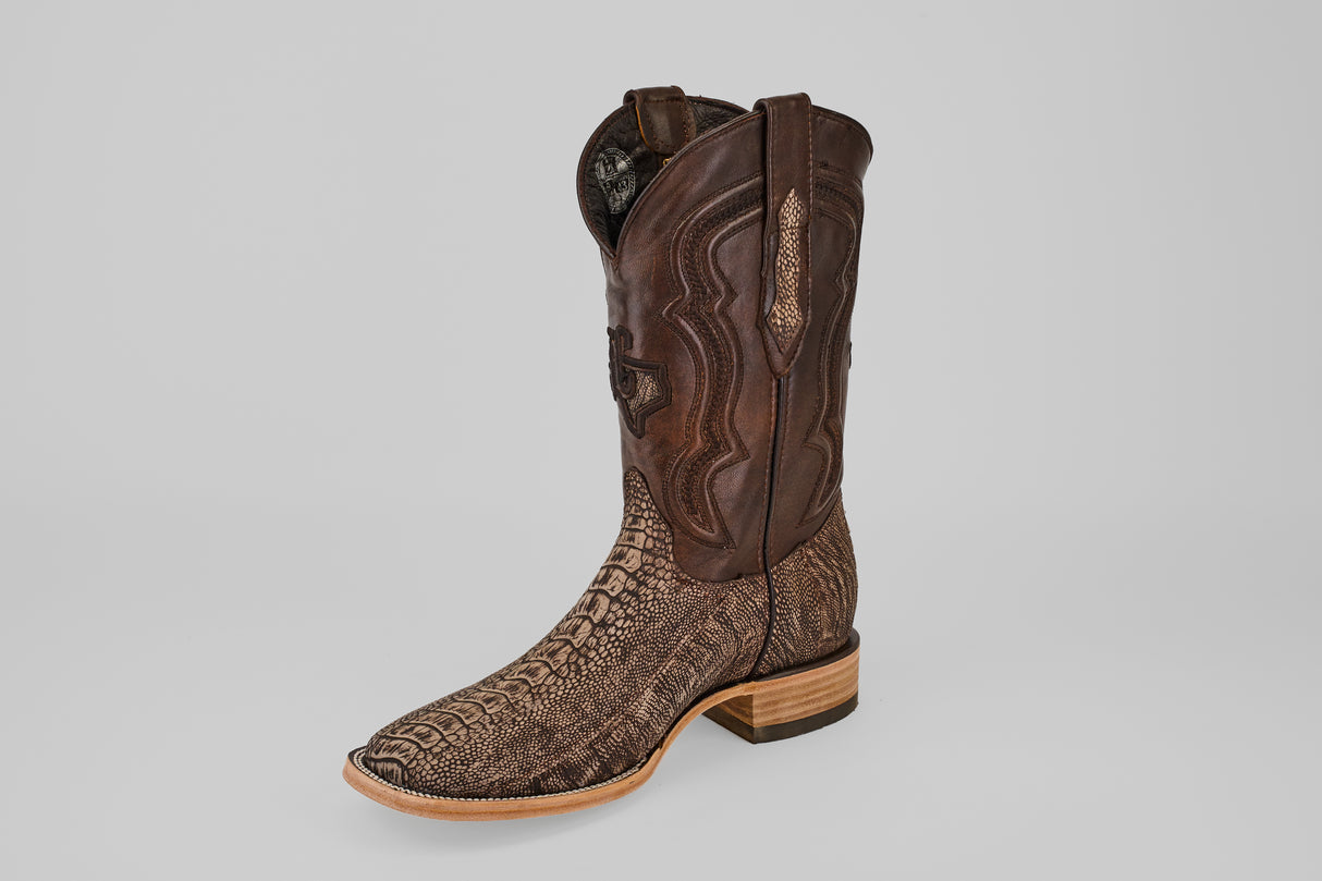 Exotic Full Quilt Ostrich Leg - Matte Orix - Square Toe