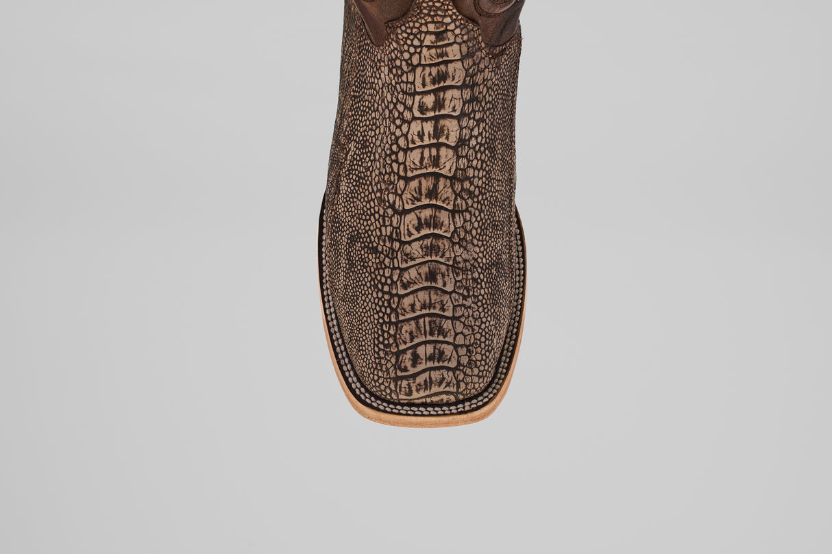Exotic Full Quilt Ostrich Leg - Matte Orix - Square Toe