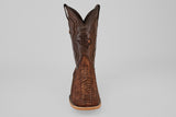 Exotic Full Quilt Ostrich Leg - Rustic Brick  - Square Toe