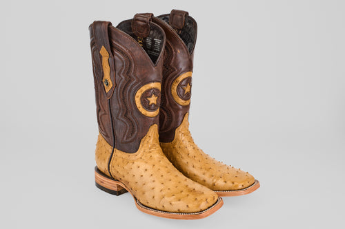 Exotic Full Quilt Ostrich - Fawn - Square Toe