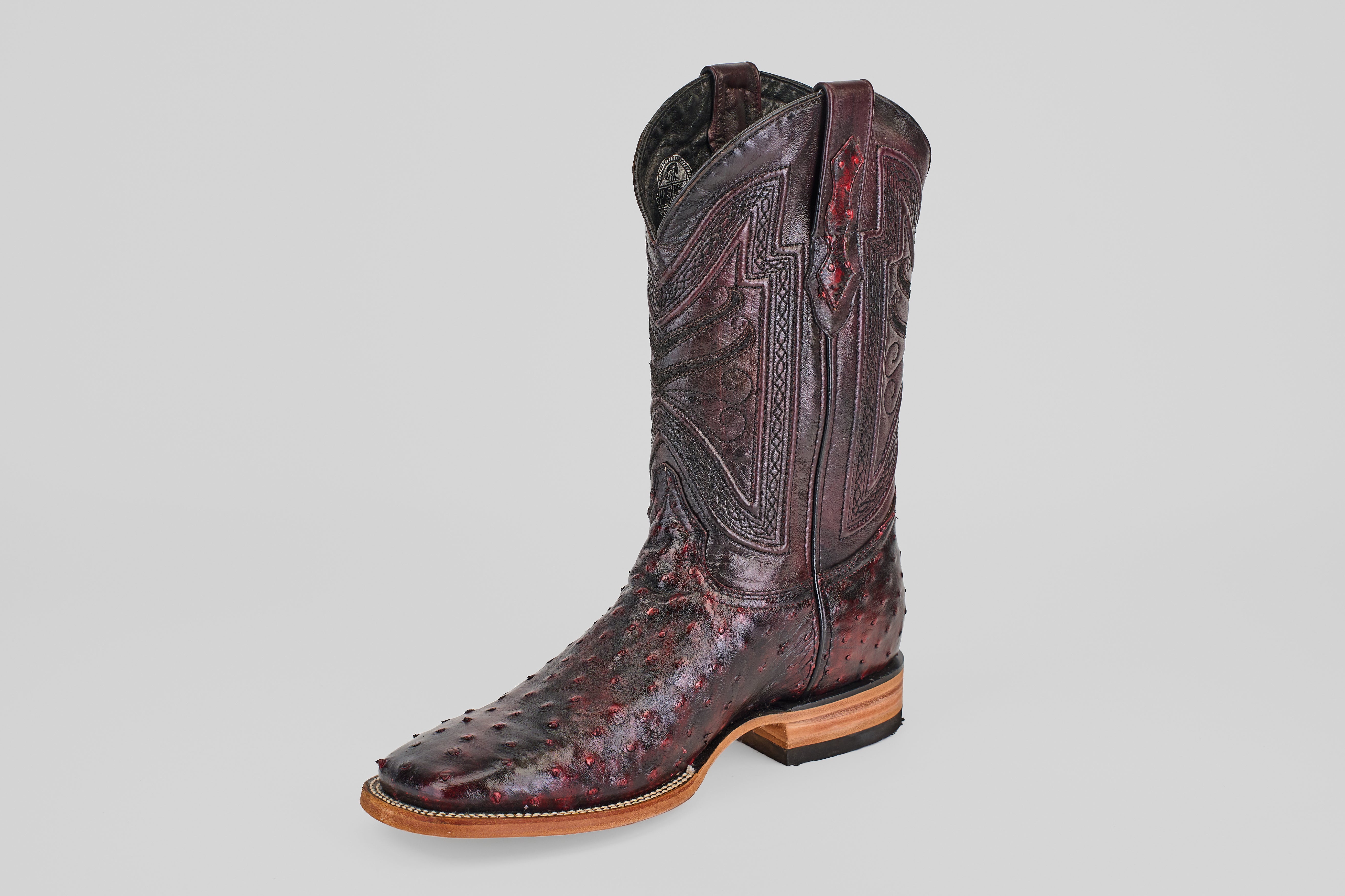 Austin Ostrich Boots - Black Cherry - Square Toe (AV20) – Gomez