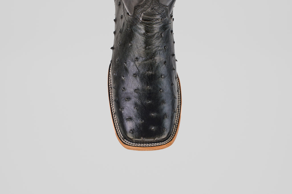 black square toe dress boots AV20 Avestruz Negro US 8.5