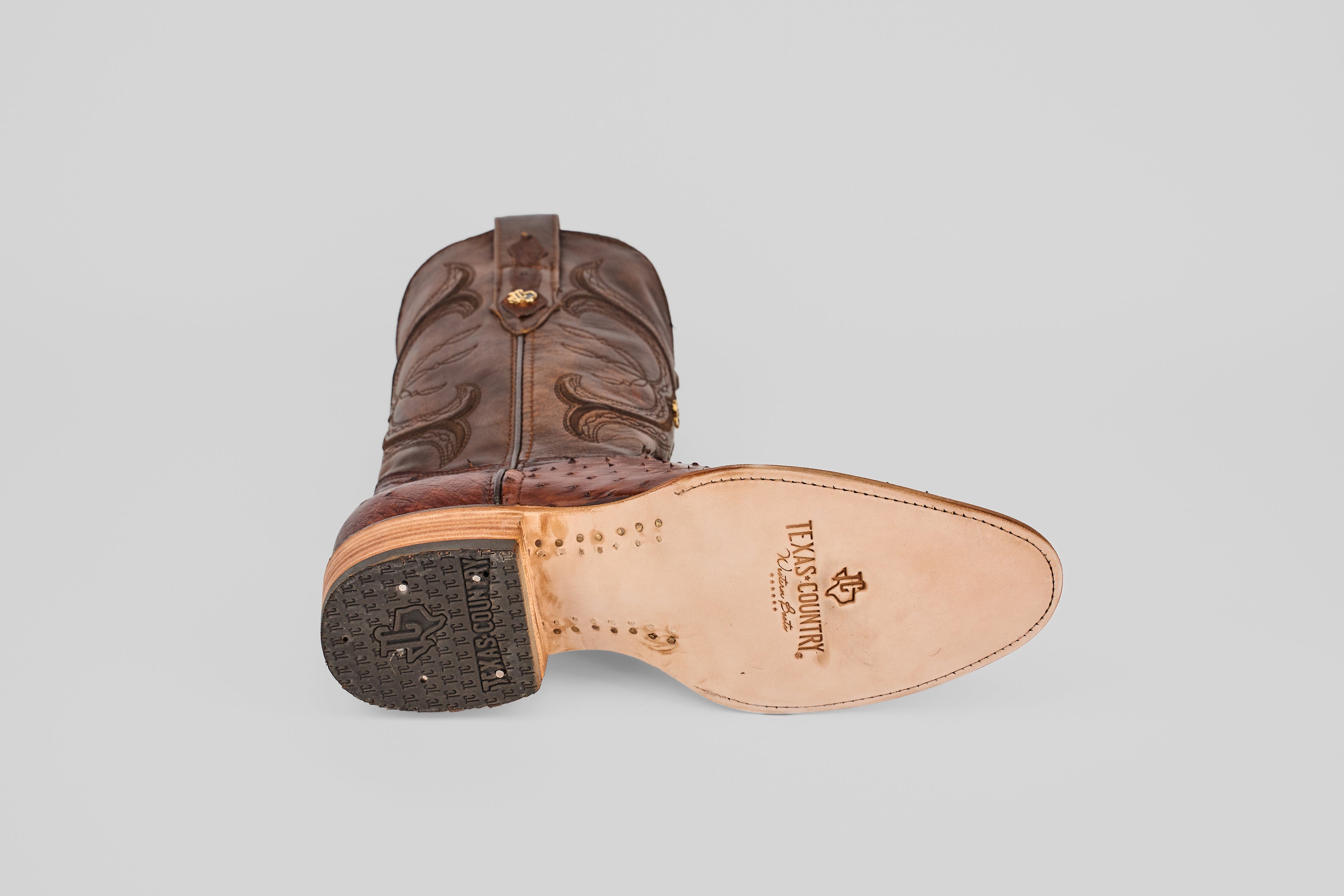 Austin Tabaco Exotic Ostrich Cowboy Boots Roper Toe | Gomez US 8.5
