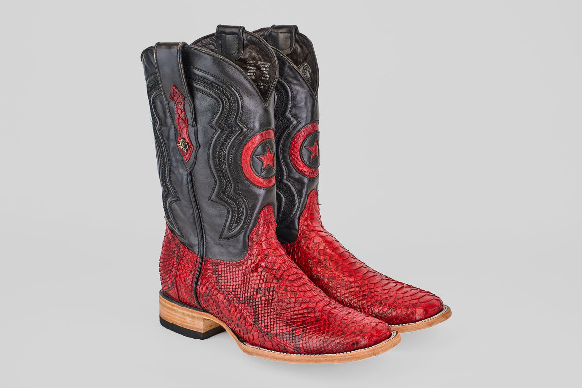 Tanner Python Boots - Ruby - Square Toe (PN30) – Gomez Western Wear