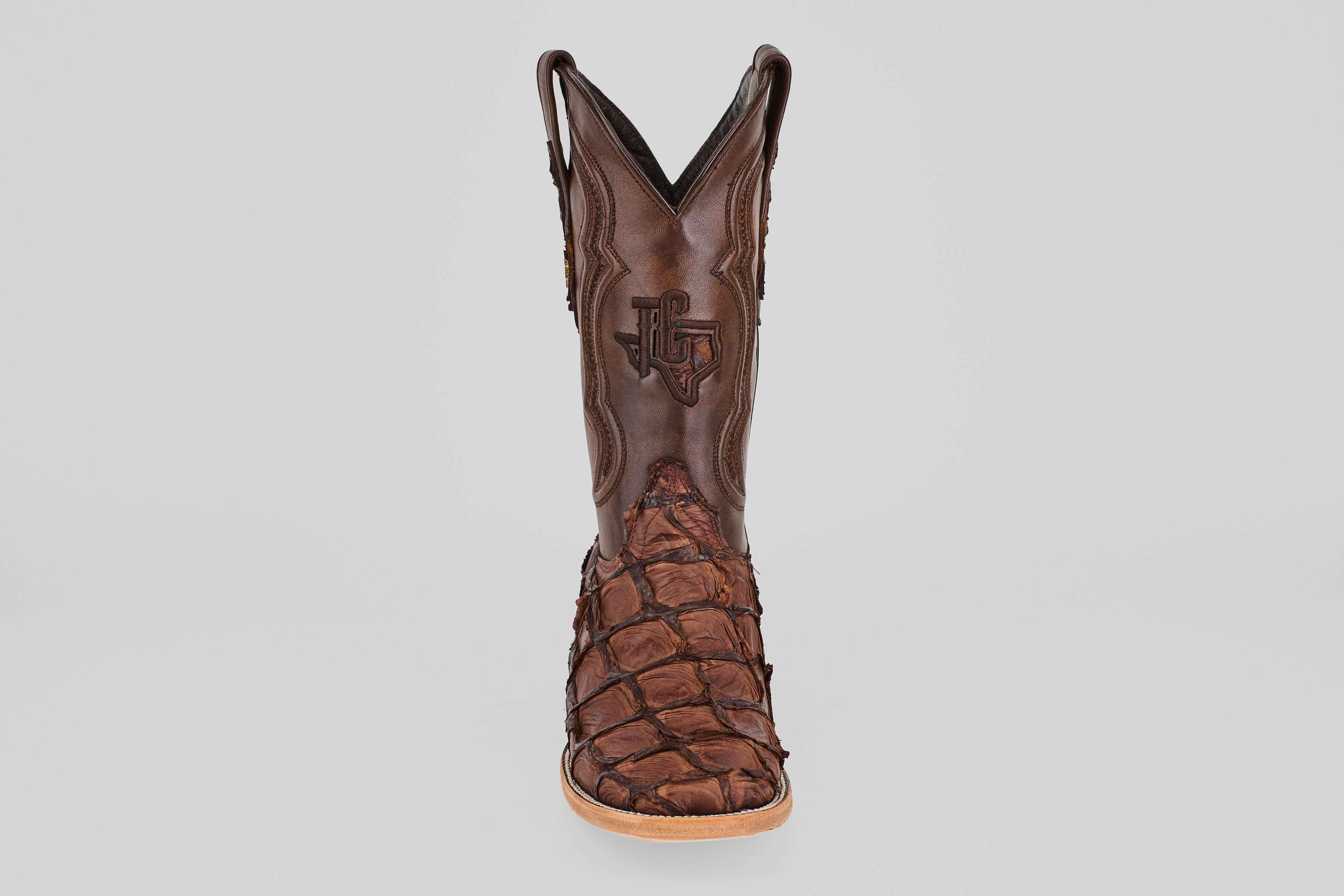 Connor Pirarucu Fish Boots - Matte Brown - Square Toe (PZ60