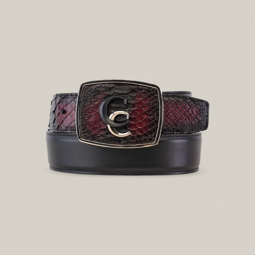 Black Cherry Python Exotic Strip Belt - BC324