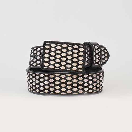 Artisanal Handmade Silver Belt Hexagon