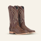 Lizard Cowboy Boots - Brown Embossed Leather - Square Toe (E949)