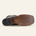 Snake Cowboy Boots- Black Embossed Leather - Square Toe (E947)