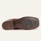 Snake Ankle Boots - Cognac Embossed Leather - Square Toe (E955)