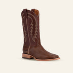 Snake Cowboy Boots - Brown Embossed Leather - Square Toe (E948)