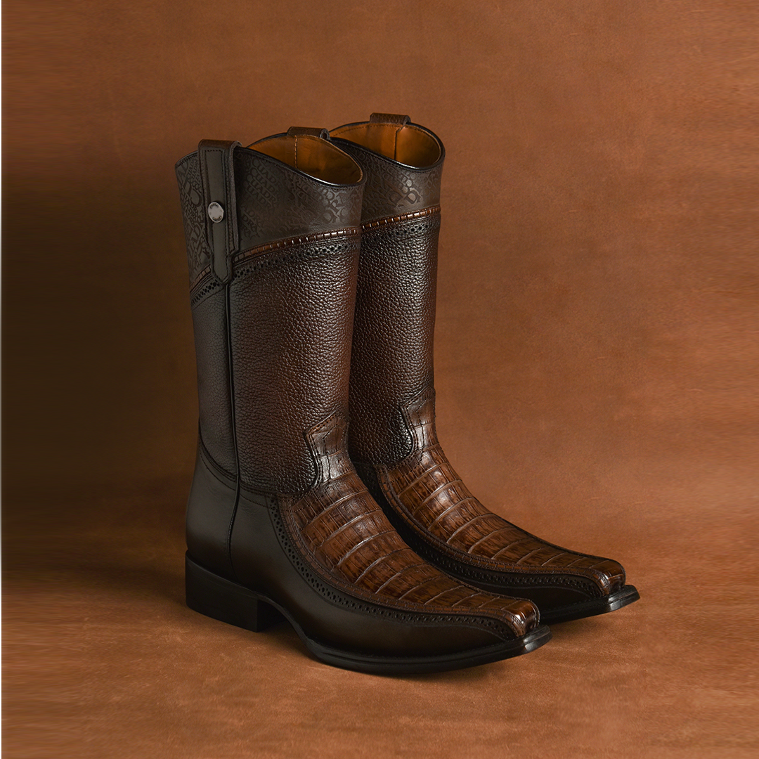 Arauco Chocolate Caiman Laser - Narrow Square Toe | Cuadra