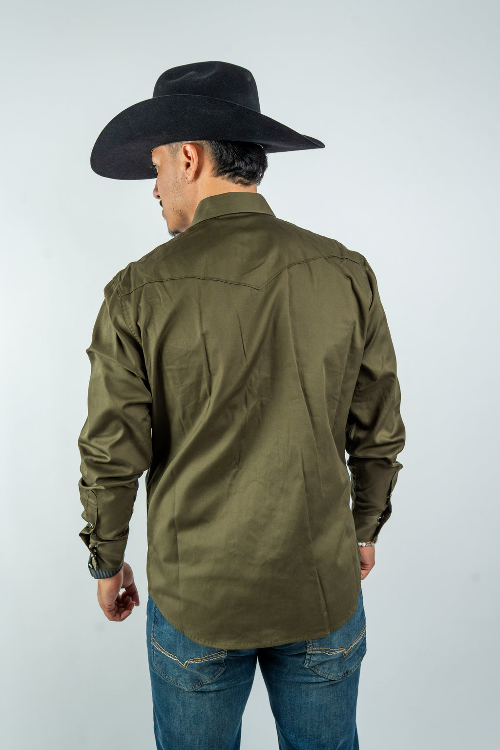 Texas Country - Solid Olive Button-Down Long-Sleeve Shirt (AC110L/T)