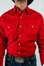 Texas Country - Solid Red Button-Down Long-Sleeve Shirt (AC108L/T)&nbsp;