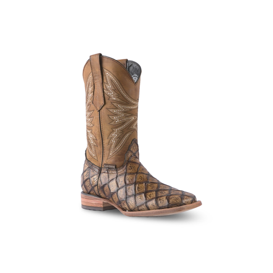 Texas Country Leather Boot Pez Piraru Camel Square Toe E629